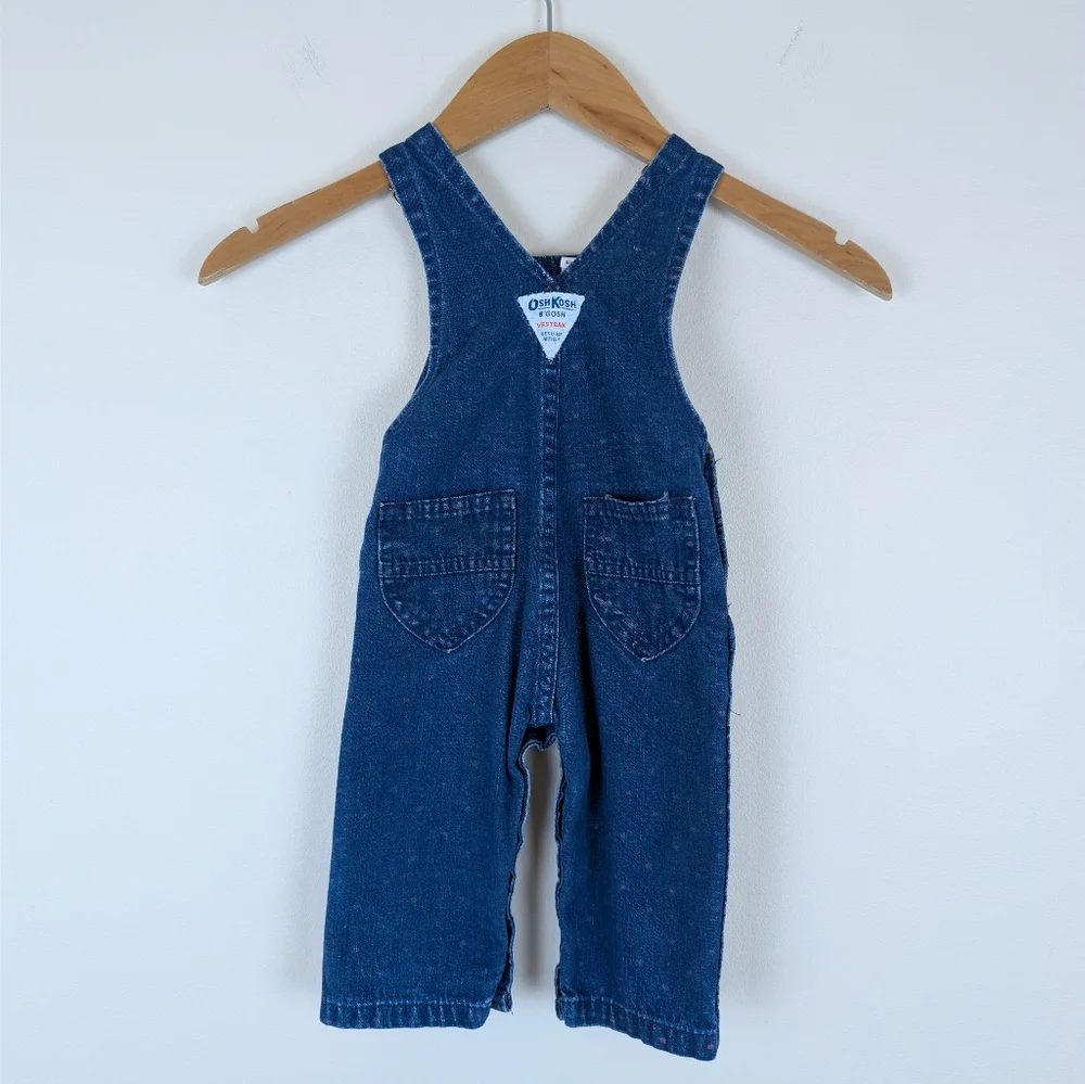 Vintage OshKosh B'gosh Faint Polka Dot Pattern Baby Vestbak Overalls